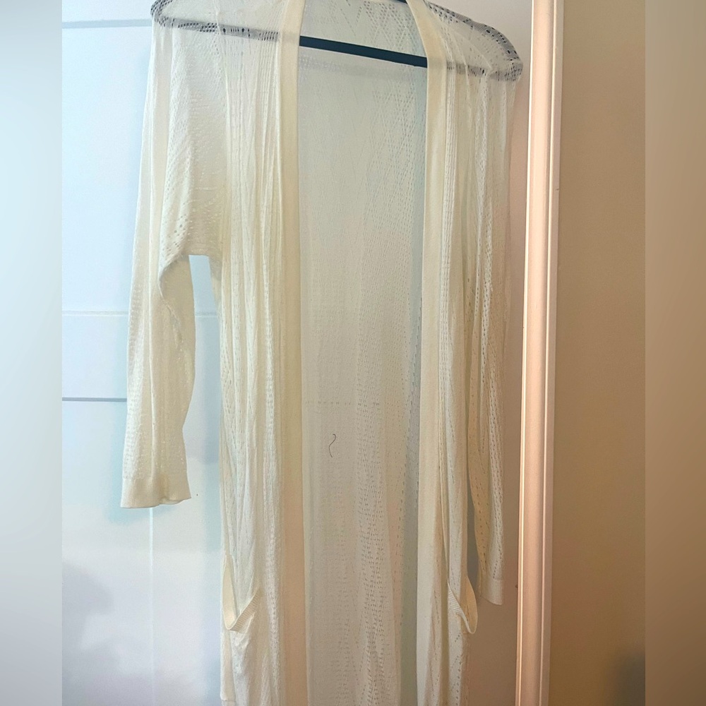 Sheer white duster cardigan torrid 1